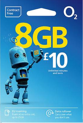 O2 Pay As You Go Sim Card 10£ top-up zero balance.