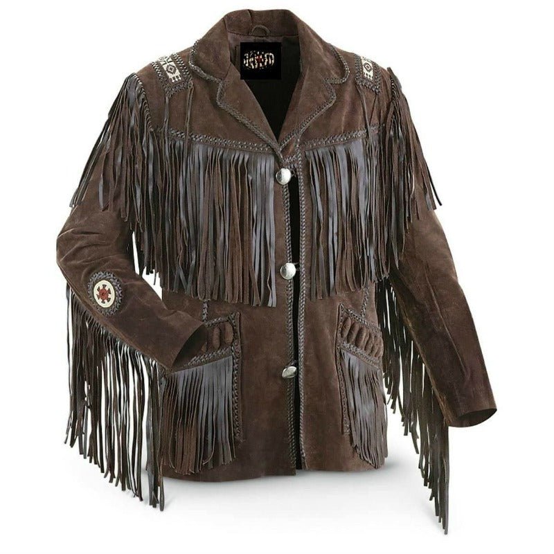 MNEX PRO FIGHTING LIMITED MENS COWBOY WESTERN SUEDE LEATHER JACKET WITH BONES BEADS FRINGES- BIKERS STYLE MENS CLASSIC FASHION. MNEX PRO FIGHTING LIMITED 