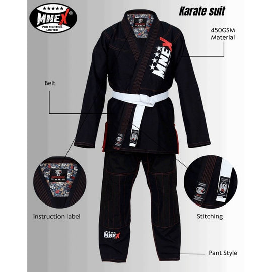 MNEX PRO FIGHTING LIMITED Black Brazilian Jiu Jitsu Suits for Men's BJJ Gi Kids/Adult BJJ Suit Kimono 450Gsm MNEX PRO FIGHTING LIMITED #bjj_gi_black_suit #bjj_gi_suit BJJ GI BJJ GI SUIT black