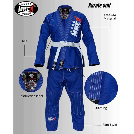 MNEX PRO FIGHTING LIMITED Blue Brazilian Jiu Jitsu Suits for Men's BJJ Gi Kids/Adult BJJ Suit Kimono 450Gsm MNEX PRO FIGHTING LIMITED #bjj_gi_blue_suit BJJ GI BJJ GI SUIT White