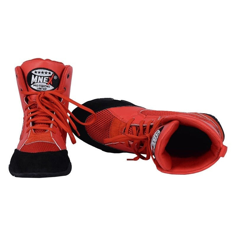 Boxing, MMA shoes, Wrestling Shoes, Breathable Light Weight size 2 to 12 Red - MNEX PRO FIGHTING LIMITED