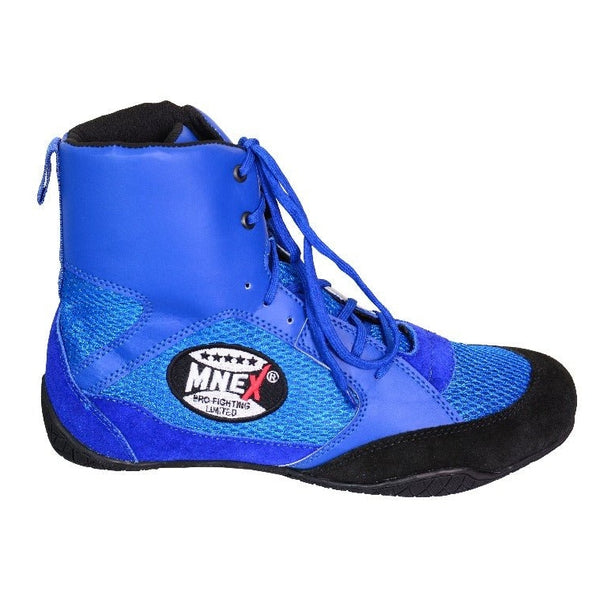 Wrestling, Boxing, MMA shoes suede leather sole Rubber mesh breathable light weight Blue - MNEX PRO FIGHTING LIMITED